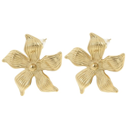 29x31mm Stainless steel 304L Flower earstuds - Gold x2
