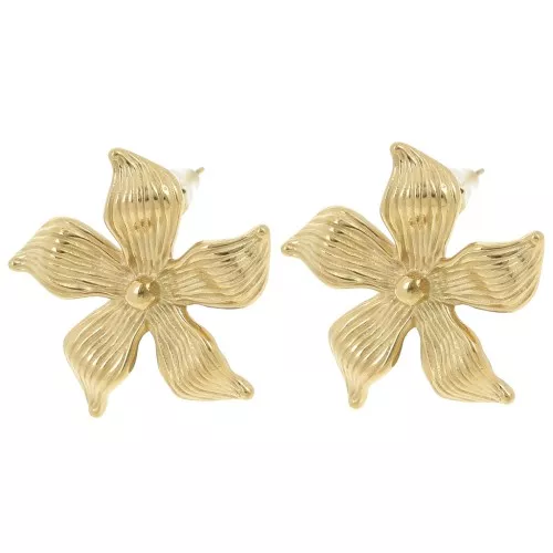 29x31mm Stainless steel 304L Flower earstuds - Gold x2