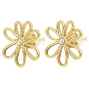 16mm 304L stainless steel Hollow flower earrings zirconium oxide - Gold x2