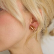 16mm 304L stainless steel Hollow flower earrings zirconium oxide - Gold x2