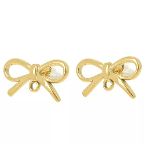 11x20mm Stainless steel 304LEarstuds bow - Gold x2