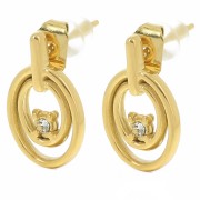 15x9mm 304L stainless steel Oval earrings zirconium oxide - Gold x2