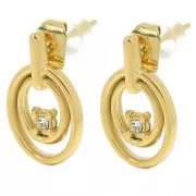 15x9mm 304L stainless steel Oval earrings zirconium oxide - Gold x2