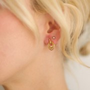 15x9mm 304L stainless steel Oval earrings zirconium oxide - Gold x2