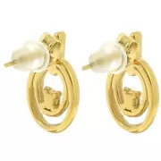 15x9mm 304L stainless steel Oval earrings zirconium oxide - Gold x2