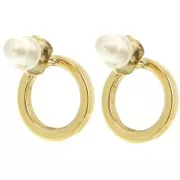 12mm 304L stainless steel Zirconium oxide hollow hoop earrings - Gold x2