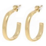 24mm 304L stainless steel oval hoop earrings - half-round wire - Gold x2|raw }}