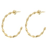 32mm 304L stainless steel open twisted round hoop earrings - Gold x2