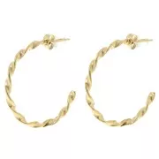 32mm 304L stainless steel open twisted round hoop earrings - Gold x2