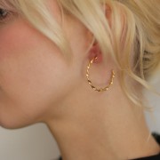 32mm 304L stainless steel open twisted round hoop earrings - Gold x2