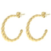 25mm 304L stainless steel open twisted round hoop earrings - Gold x2