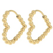 17x16.5mm Stainless steel 304L hearts Hoop earrings With small balls - Gold x2|raw }}