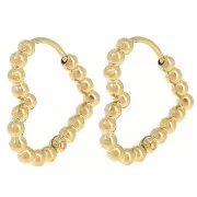 17x16.5mm Stainless steel 304L hearts Hoop earrings With small balls - Gold x2