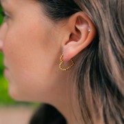 17x16.5mm Stainless steel 304L hearts Hoop earrings With small balls - Gold x2