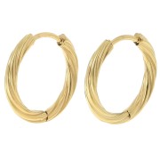 17mm 304L stainless steel Twisted round hoop earrings - 2.3mm wire - gold x2|raw }}