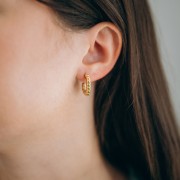 19mm 304L stainless steel oval rope-effect hoop earrings - Gold x2