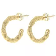 20.5mm 304L stainless steel Hammered open round hoop - Gold x2