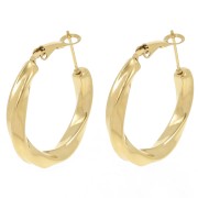 31mm 304L stainless steel Twisted effect round hoop earrings - Gold x2
