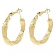 31mm 304L stainless steel Twisted effect round hoop earrings - Gold x2