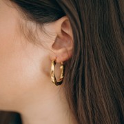 31mm 304L stainless steel Twisted effect round hoop earrings - Gold x2