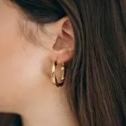 31mm 304L stainless steel Twisted effect round hoop earrings - Gold x2