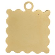 19.5x16mm St. steel 304L Charm mini frame cherry pattern - epoxy resin - Gold x1