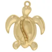 31x24.5mm Stainless steel 304L Turtle pendant Epoxy resin - Gold x1