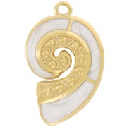 28x18mm 304L st. steel Shell pendant - epoxy resin - Gold - Pearlescent white x1|raw }}
