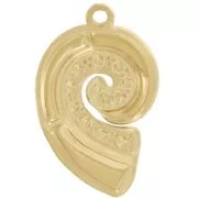 28x18mm 304L st. steel Shell pendant - epoxy resin - Gold - Pearlescent white x1
