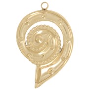 31x21mm 304L stainless steel Shell pendant with rhinestones - Gold x1