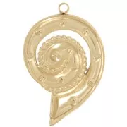 31x21mm 304L stainless steel Shell pendant with rhinestones - Gold x1