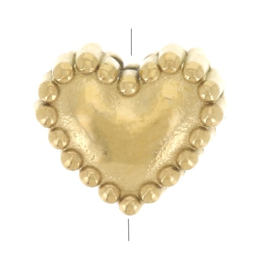 5.5x6.5mm 304L stainless steel Heart bead with small balls - Gold x1
