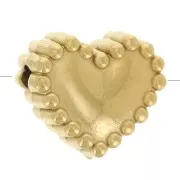 7x8mm 304L stainless steel Heart bead with small balls - Gold x1