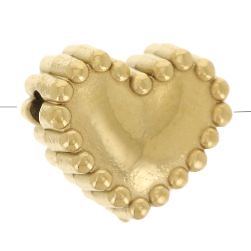 7x8mm 304L stainless steel Heart bead with small balls - Gold x1