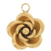 10mm Stainless steel 304L Pink flower charm - Gold x1|raw }}