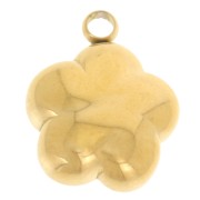 10mm Stainless steel 304L Pink flower charm - Gold x1