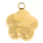 10mm Stainless steel 304L Pink flower charm - Gold x1