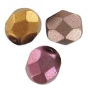 Fire Polished faceted round beads 6mm Crystal Gold Rainbow x25