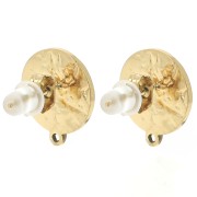 12mm 304L stainless steel Round hammered earstuds - rosette pattern - Gold x2