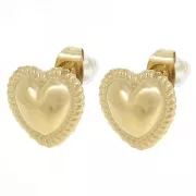 12x11.5mm 304L stainless steel Heart-shaped earstuds twisted effect - Gold x2