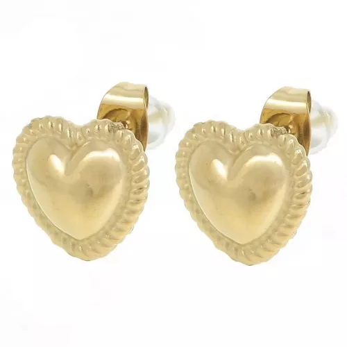 12x11.5mm 304L stainless steel Heart-shaped earstuds twisted effect - Gold x2