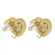 12x11.5mm 304L stainless steel Heart-shaped earstuds twisted effect - Gold x2