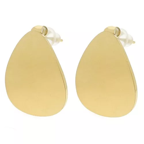 20x16.5mm Stainless steel 304L Curved drop earstuds - Gold x2