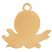 9x10mm 304L Stainless Steel Octopus Charm - Epoxy Resin - Gold - White x1