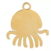 10x9mm 304L stainless steel Jellyfish charm - Epoxy resin - Gold - Fuschia x1