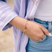 10x9mm 304L stainless steel Jellyfish charm - Epoxy resin - Gold - Fuschia x1