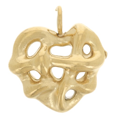 11x10mm Stainless steel 304L Heart charm woven effect - Gold x1