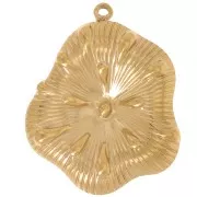 34x28.5mm 304L Stainless steel Flower pendant - Gold x1