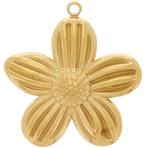 28x26mm 304L stainless steel Flower pendant - Gold x1