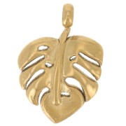 14x10mm 304L Stainless Steel Philodendron Leaf Charm - Gold x1|raw }}